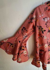 Peach Floral Ruffle Top