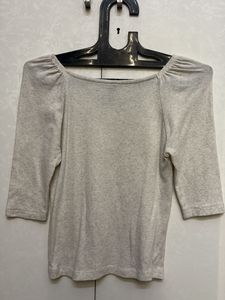 Stylish Light Grey 3/4 Sleeve Top