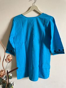 Blue Embroidered Work Kurti