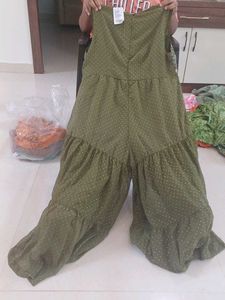Green Ethnic Gown with Polka Dots