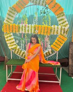 Hot Selling Yellow Frill Saree With Stiched Blouse