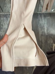 Stylish Beige Split Hem Pants