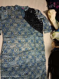 Stylish Printed Kurti with Black Embellishment