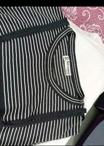 Sleeveless Striped Top Black Dress