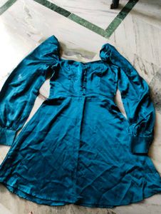 Teal Satin Dress
