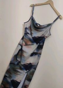 Multi Abstract Print Slip Dress with Slit 36 Bust