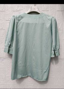 Elegant Light Green V-Neck Top