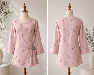 Chic Pink Floral Print Tunic Top