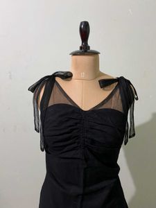 Chic Black Mesh Detail Dress
