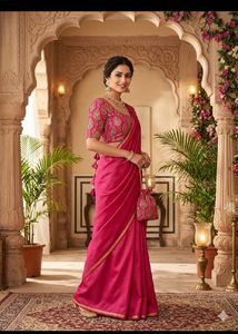 Stunning Pink Silk blouse with Embroidered Blous