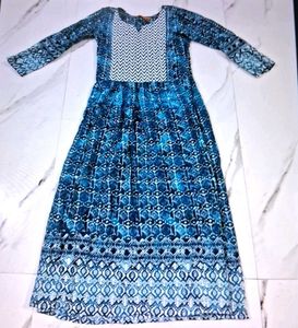 Blue Printed Long Kurta