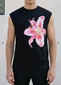 Shein Sleeveles Floral Placement Print Crew Tshirt