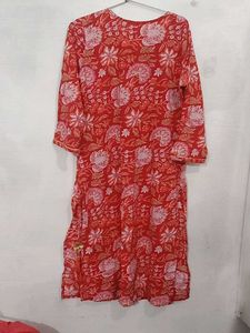 Vibrant Red Floral Kurti Set