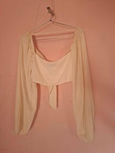 Wrap top with balloon sleeves