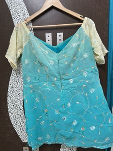 Sky Blue Embroidered Sharara Set