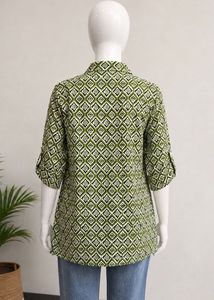 Stylish Green Geometric Print Kurta