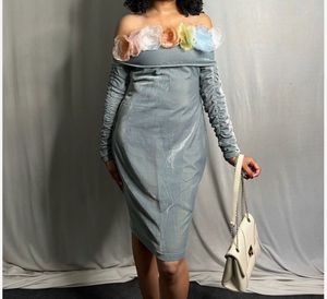 Chic Off-Shoulder Ruched Sleeve Dress