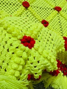 New Handmade Neon green Floral Ottoman Cover