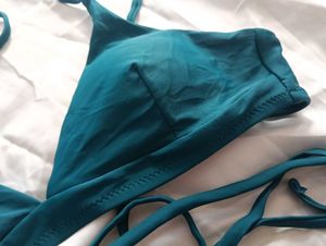 Teal Wrap Bikini Top