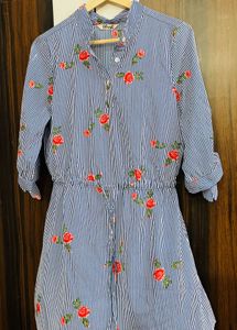 Blue Striped Floral Print tunic