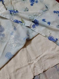 Blue Floral Print Kurti with Dupatta Set
