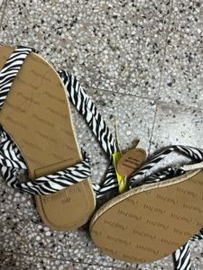 Zebra Print Wrap Around Sandals
