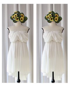 Flowy White Strapless Mini Dress