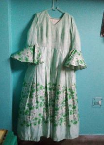 Elegant Floral Print Maxi Dress flare sleeves