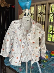 boy baby white Cute Cartoon Print Shirt