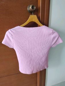 Pink Ribbed Twist Front Crop Top 💗