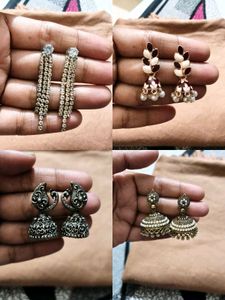 Set of 4 Pairs Trendy Earrings