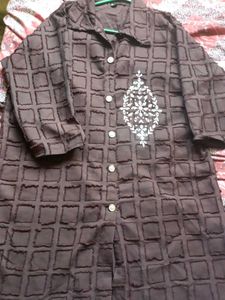 Elegant Brown Embroidered Kurta