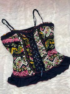 Boho Print Corset Top