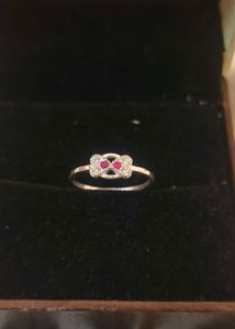 Elegant Bow Ring with Stones pure silver