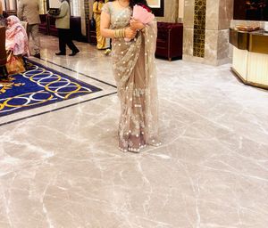 trending mouse color net saree