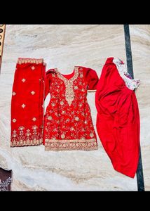 Embroidered Kurta Set and red suit combo