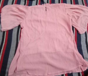 Pink Embroidered Kurta with Bell Sleeves