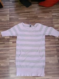 Striped Sweater Dress with Pockets