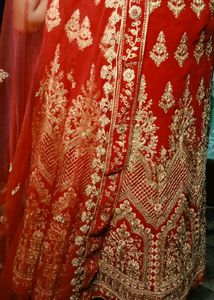 Red &amp; Gold Embellished Sari Blouse