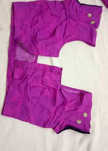 Beautiful Lavender Saree with Floral Embroidery