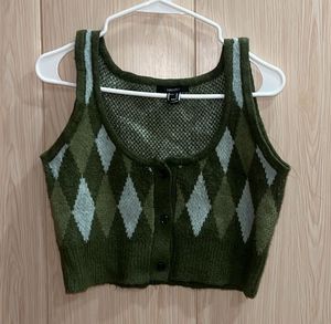 Argyle Knit Crop Top