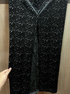 Sparkly Black Velvet Crop Top&amp; Skirt set
