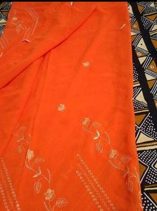 Vibrant Orange Embroidered sarees