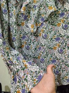 Floral Ruffle Neck Blouse