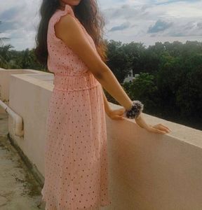 Pink Polka Dot Ruffle Dress