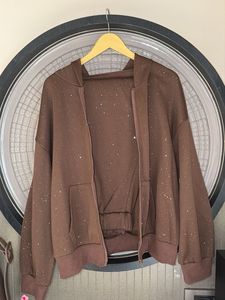 Sparkle Brown Zip-Up Hoodie