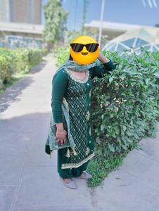 Green Colour Jory and Makesh Work Lining Suit