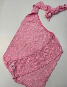 Pink Lace Bikini Top
