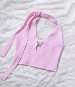 Chic Halter Neck Crop Top with Embellishment