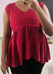 Chic Red Peplum Top